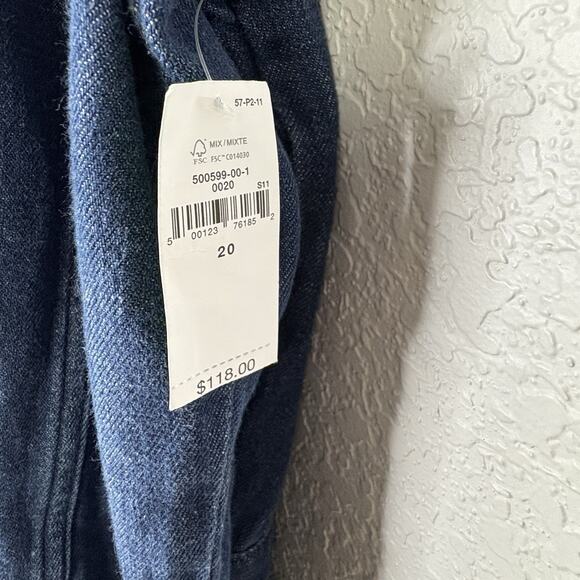 NWT GAP Size 20 Denim Cargo Wide Leg Jumpsuit Dark Blue Long Sleeve Full Zip - Picture 7 of 7